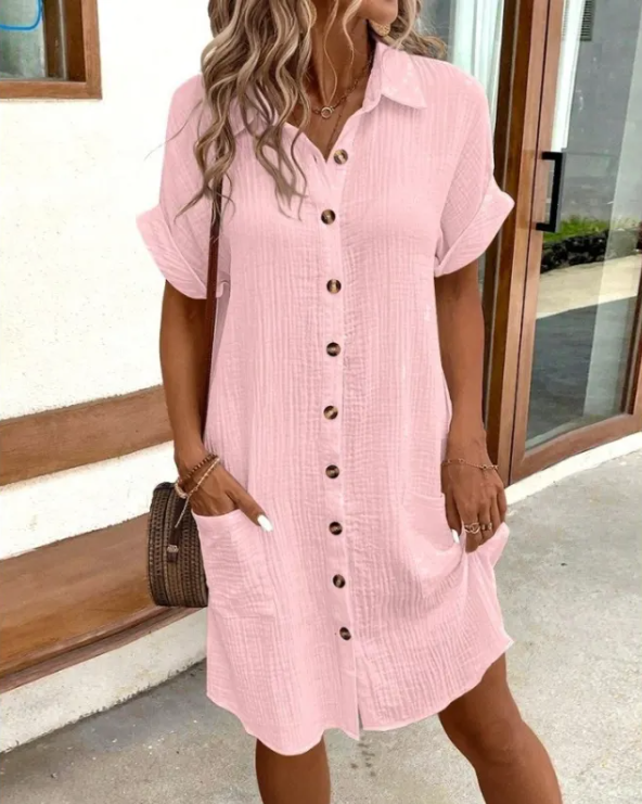 Amalfi — Linen-Blend Shirt Dress