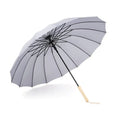Sixteen-Rib Stick Umbrella — Wooden Handle