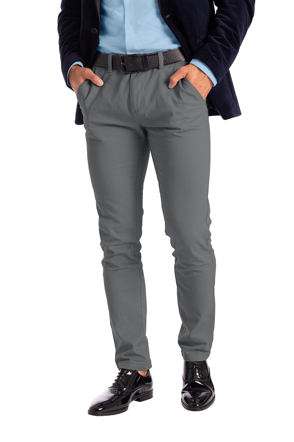 Ash · NW CH-06 — Slim Flat-Front Stretch Chino