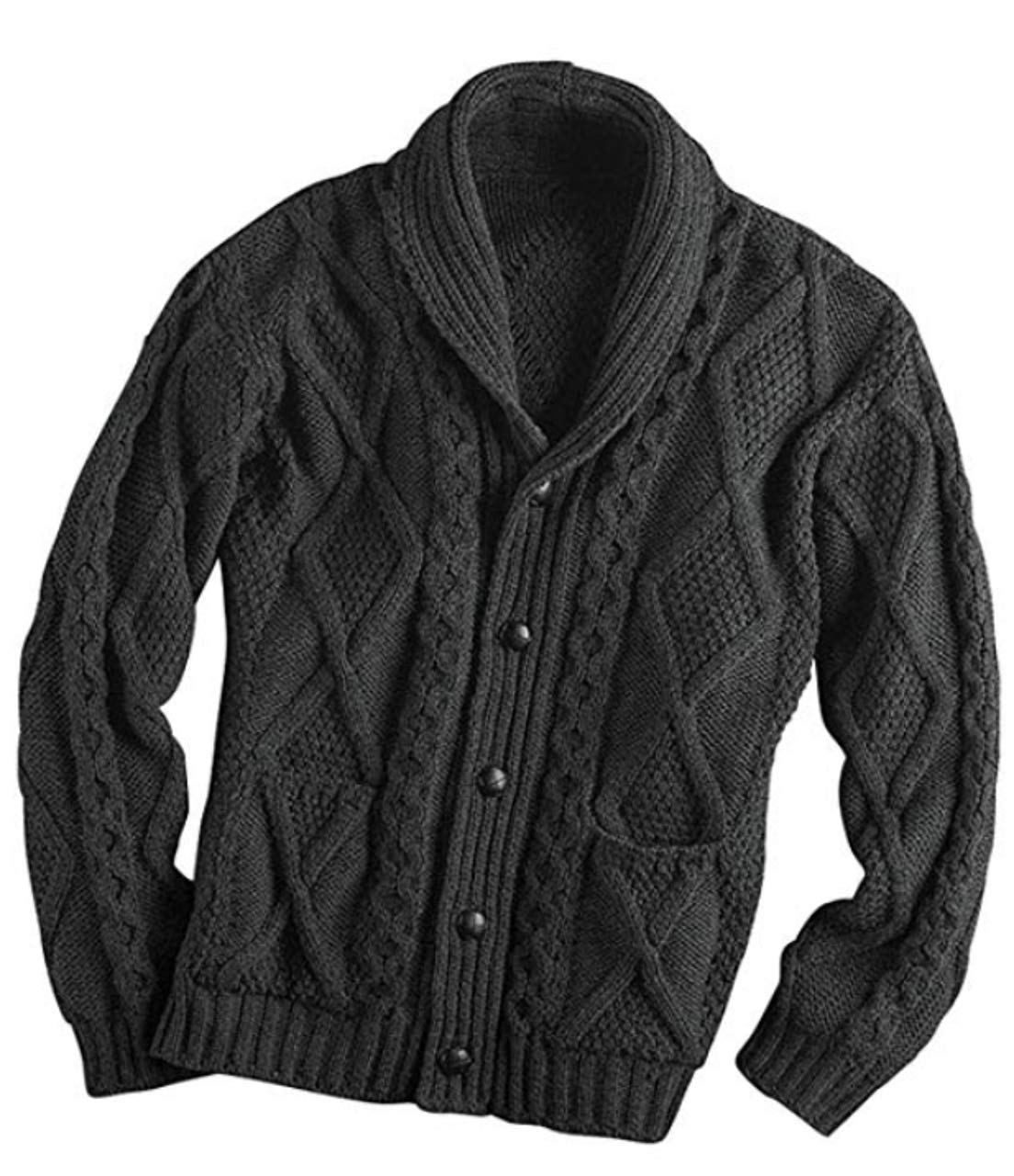 Fisher · NW 03-03 — Merino Shawl Cardigan (Charcoal)