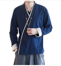 Currawong · NW SH-16 — Linen-Blend Stand-Collar Long-Sleeve Shirt