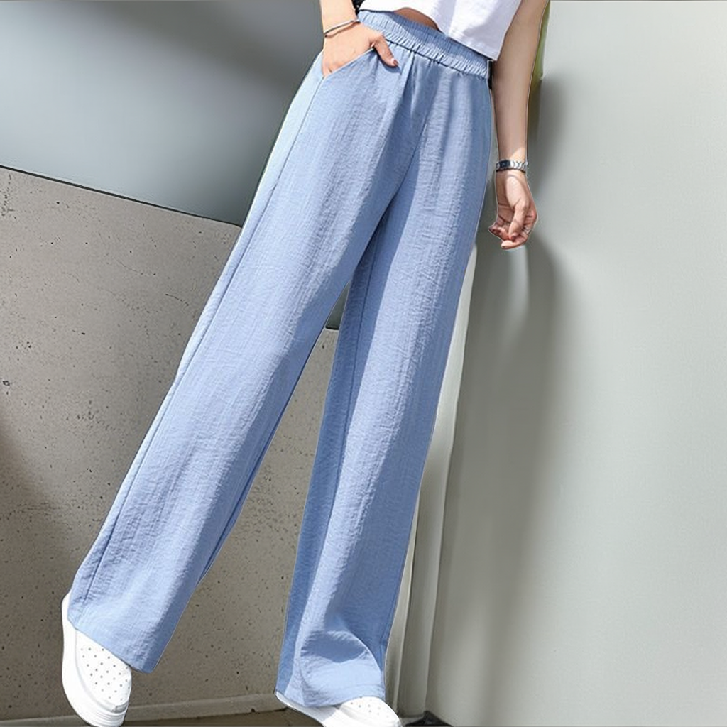 Toora · NW TP-49 — High-Waisted Wide-Leg Cotton-Linen Trouser