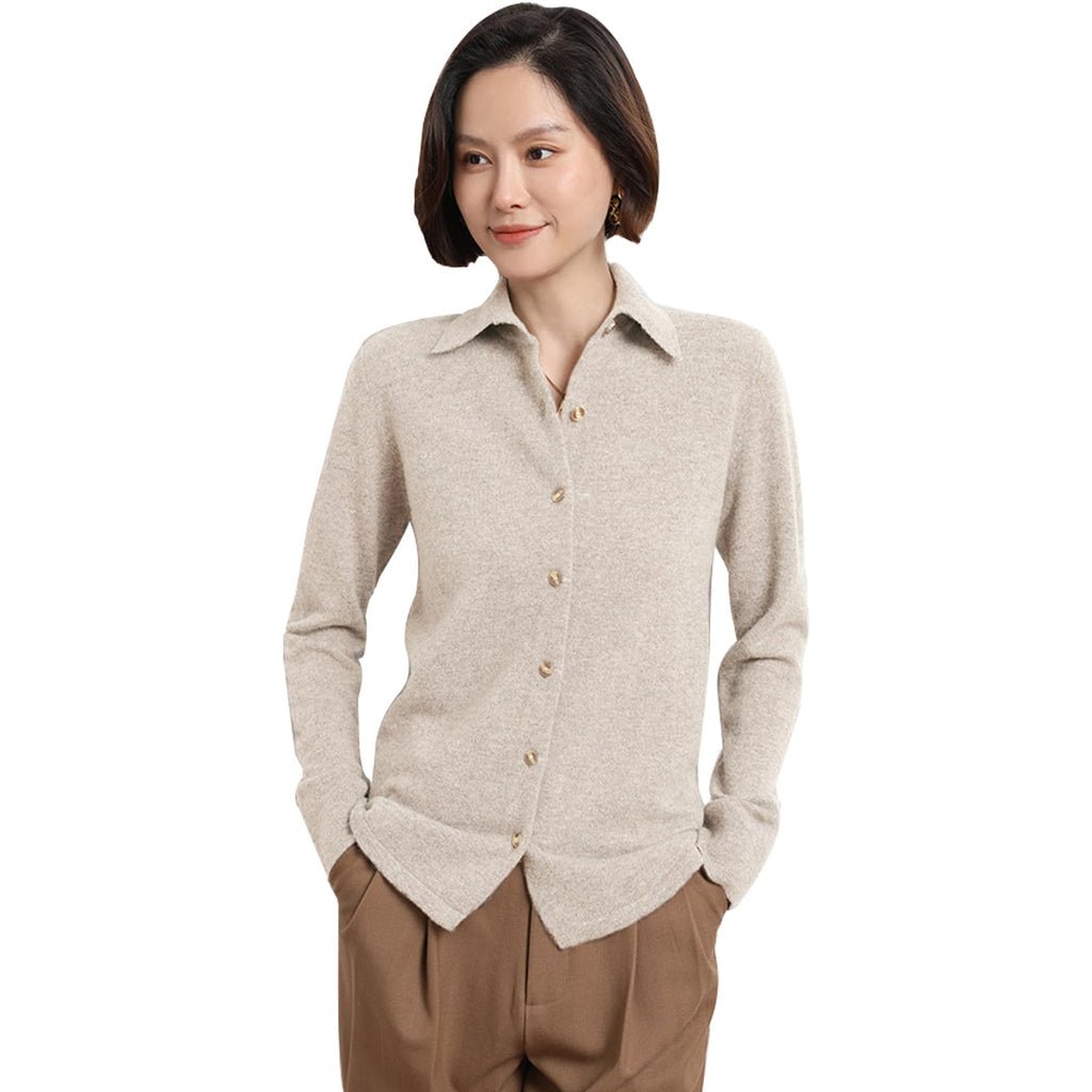Clay · NW CD-07 — polo-collar button cardigan