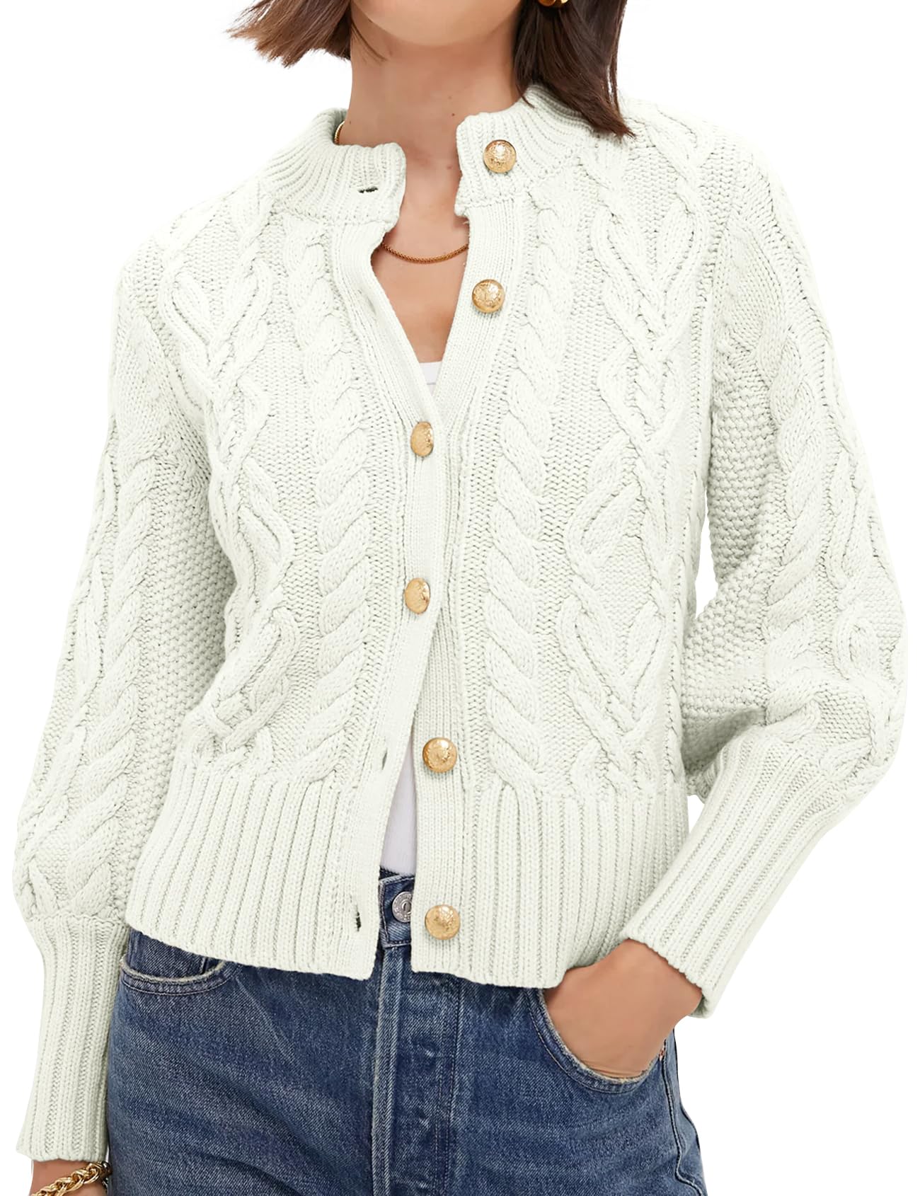 Bone · NW CD-11 — chunky open cardigan