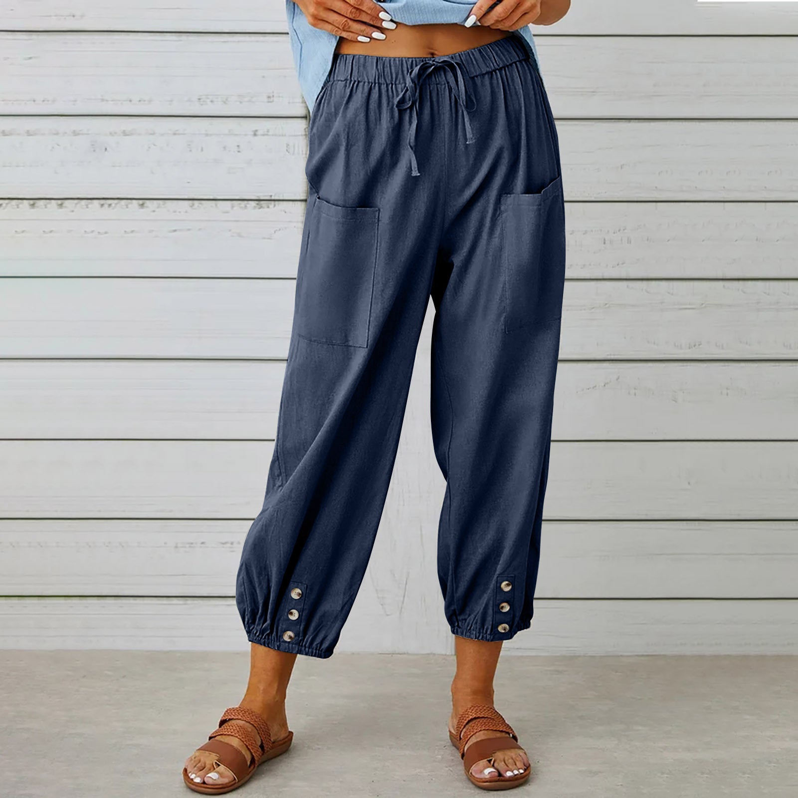Bridgewater · NW TP-22 — Elasticated Wide-Leg Cotton-Linen Trouser