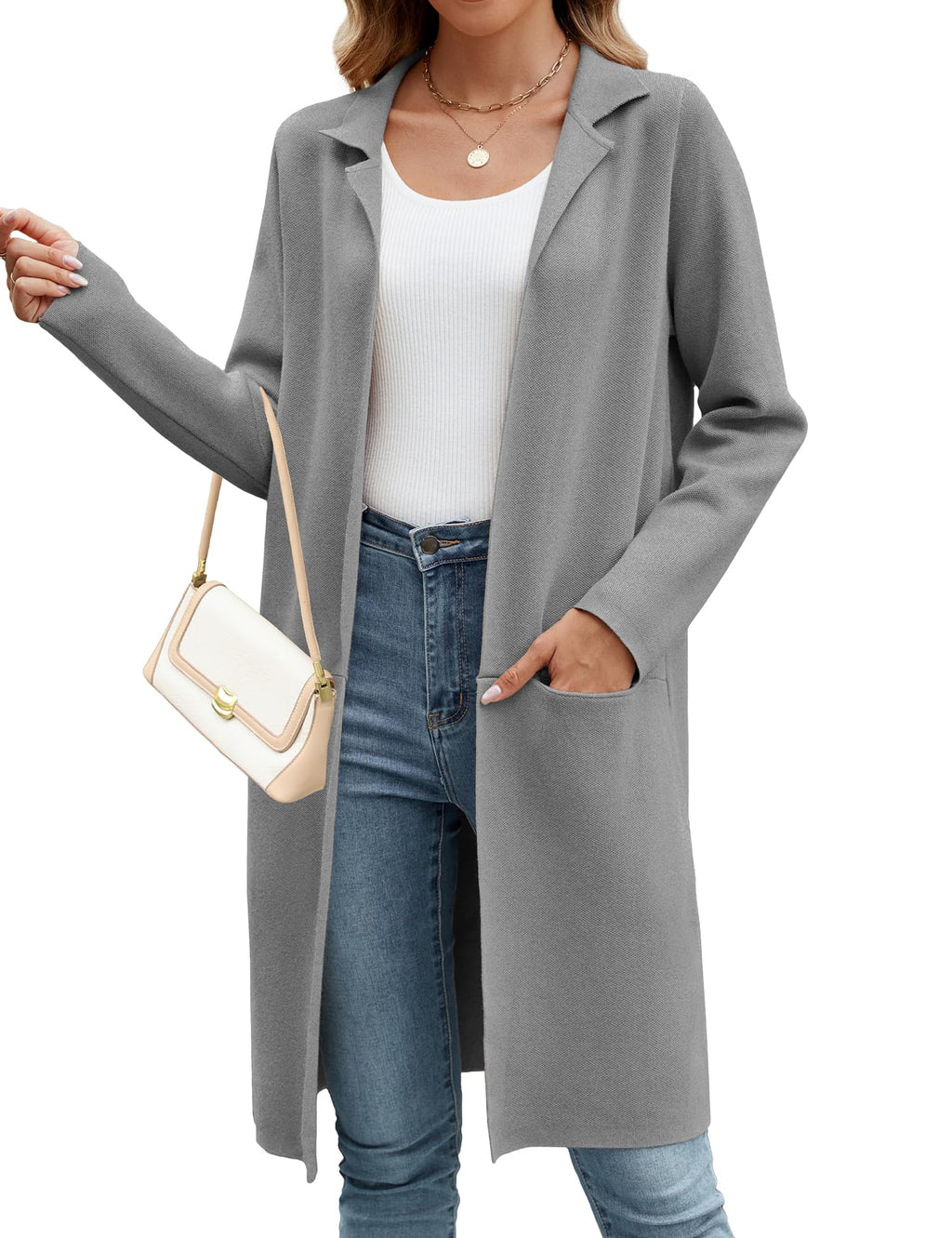 Granite · NW CD-14 — longline open cardigan