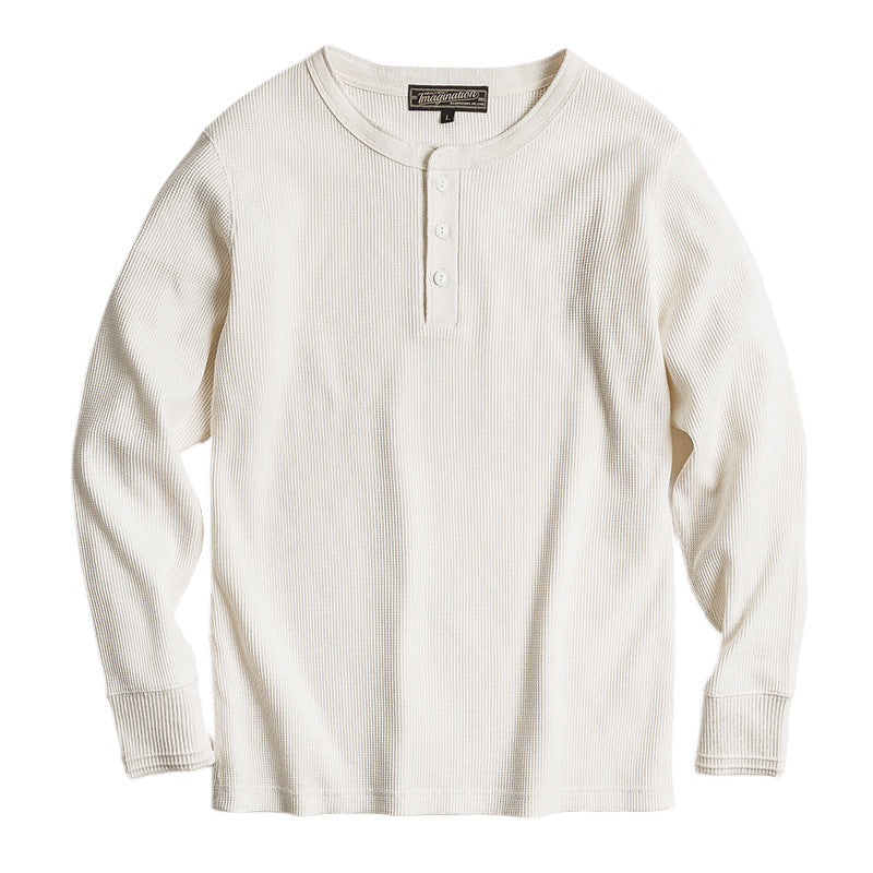 Rame · NW KT-13 — Waffle-Knit Long-Sleeve Henley Tee