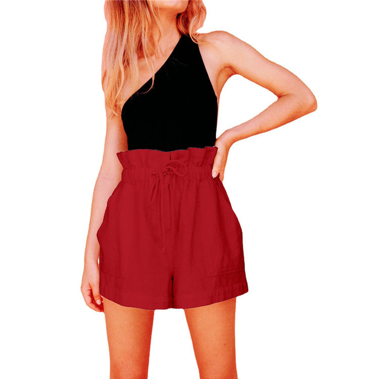 Foster · NW TP-50 — Wide-Leg Drawstring Cotton-Linen Short