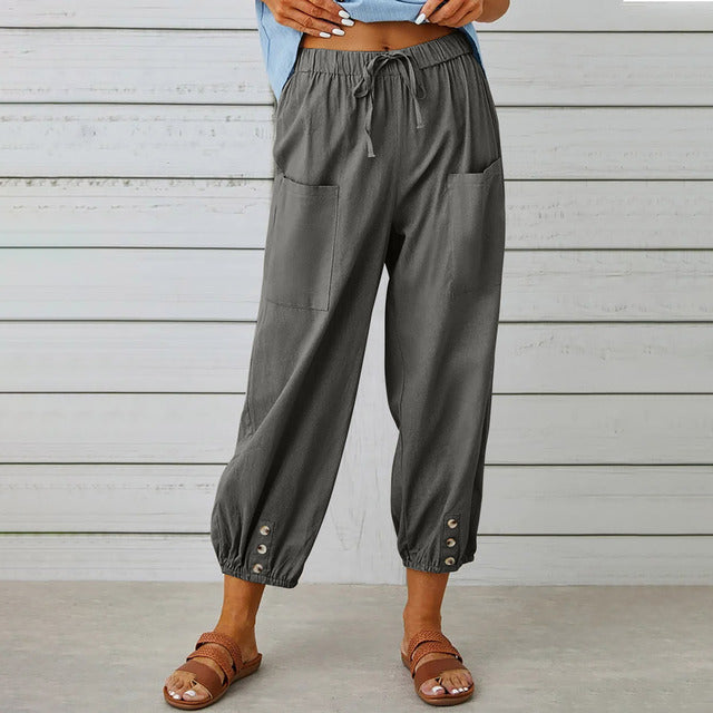 Bridgewater · NW TP-22 — Elasticated Wide-Leg Cotton-Linen Trouser