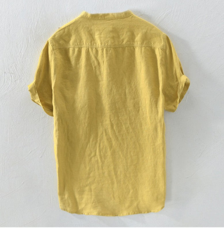 Bancoora · NW SH-50 — Cotton Short-Sleeve Band-Collar Shirt