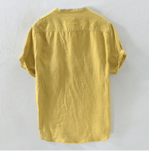 Bancoora · NW SH-50 — Cotton Short-Sleeve Band-Collar Shirt
