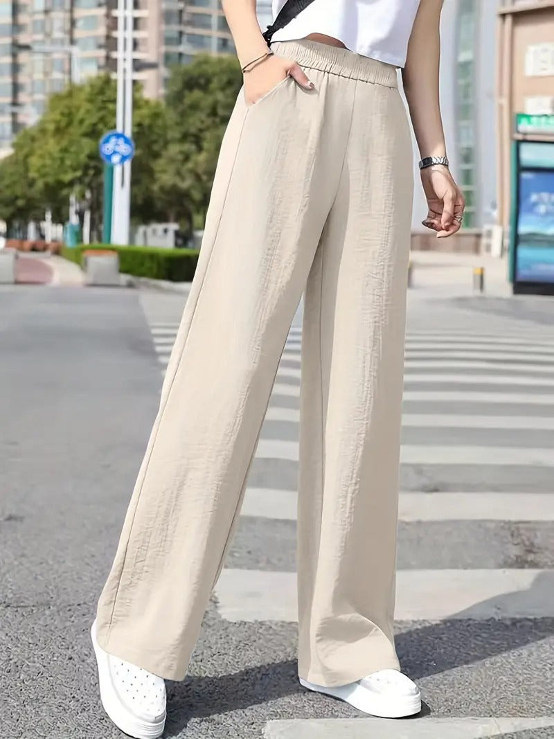 Toora — High-Waisted Wide-Leg Cotton-Linen Trouser