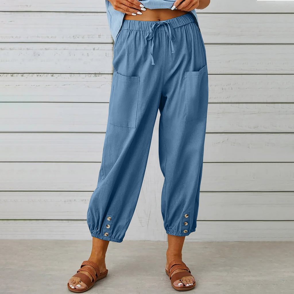 Bridgewater · NW TP-22 — Elasticated Wide-Leg Cotton-Linen Trouser