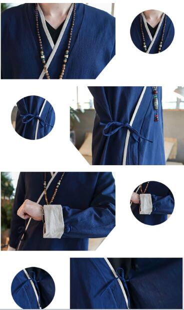 Currawong · NW SH-16 — Linen-Blend Stand-Collar Long-Sleeve Shirt