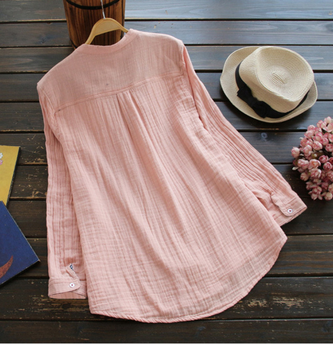 Aire Valley · NW SH-23 — Cotton Band-Collar Long Shirt
