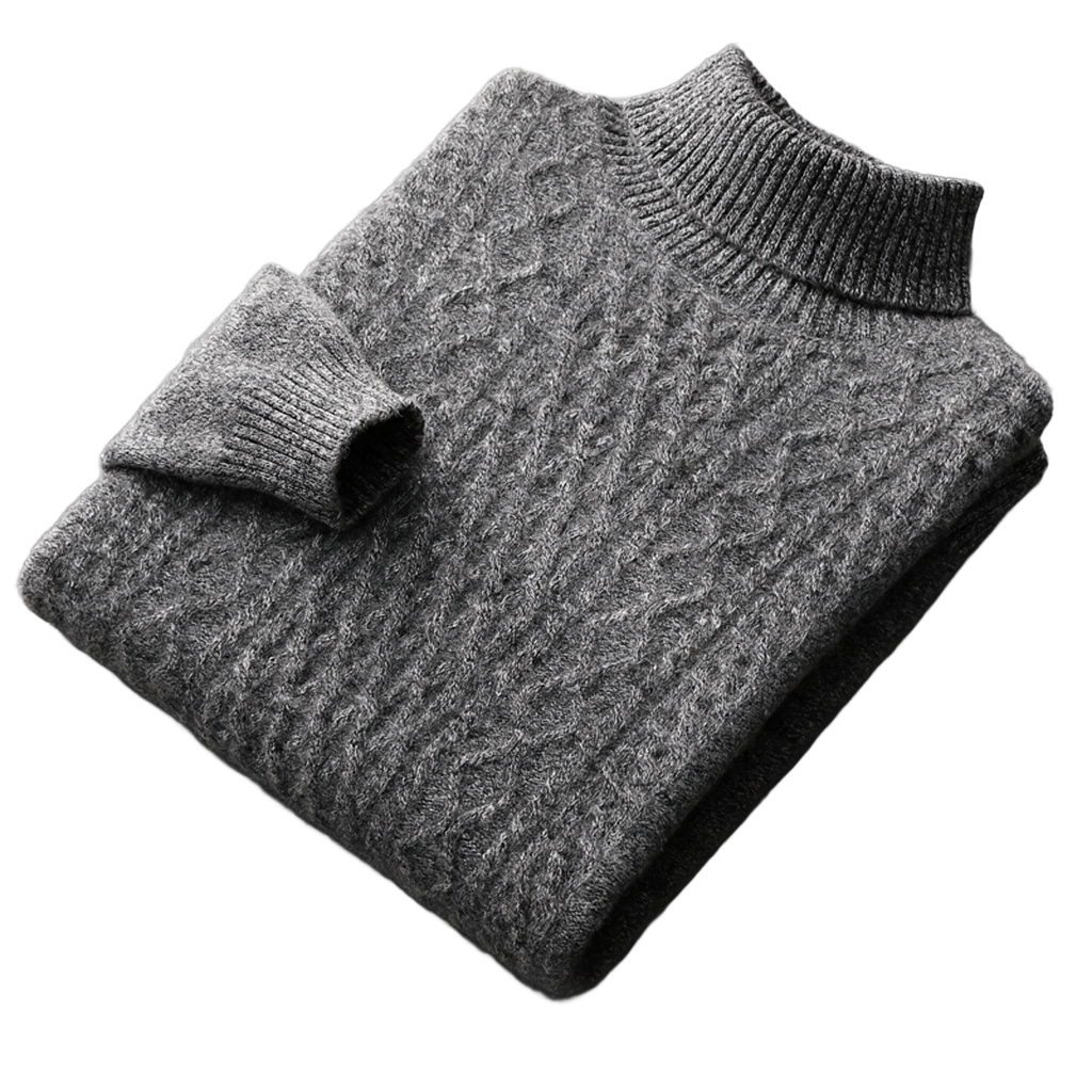 Aran NW 03-02 cable-knit high-neck, Gray, on white