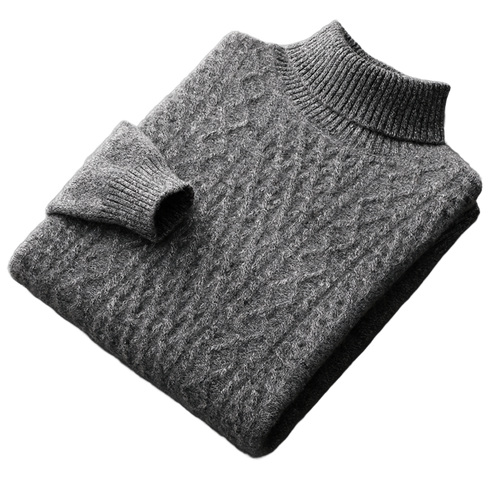 Aran NW 03-02 cable-knit high-neck, Gray, on white