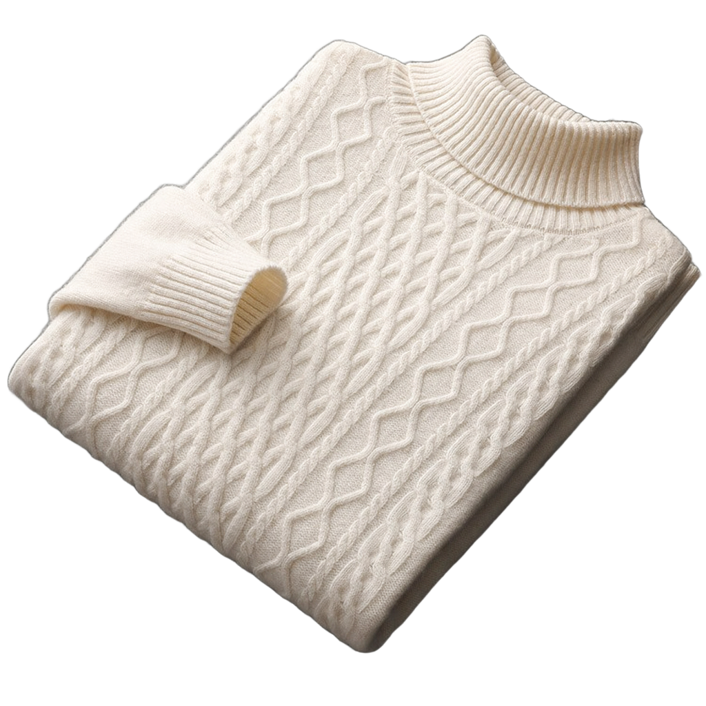 Aran NW 03-02 cable-knit high-neck, White, on white