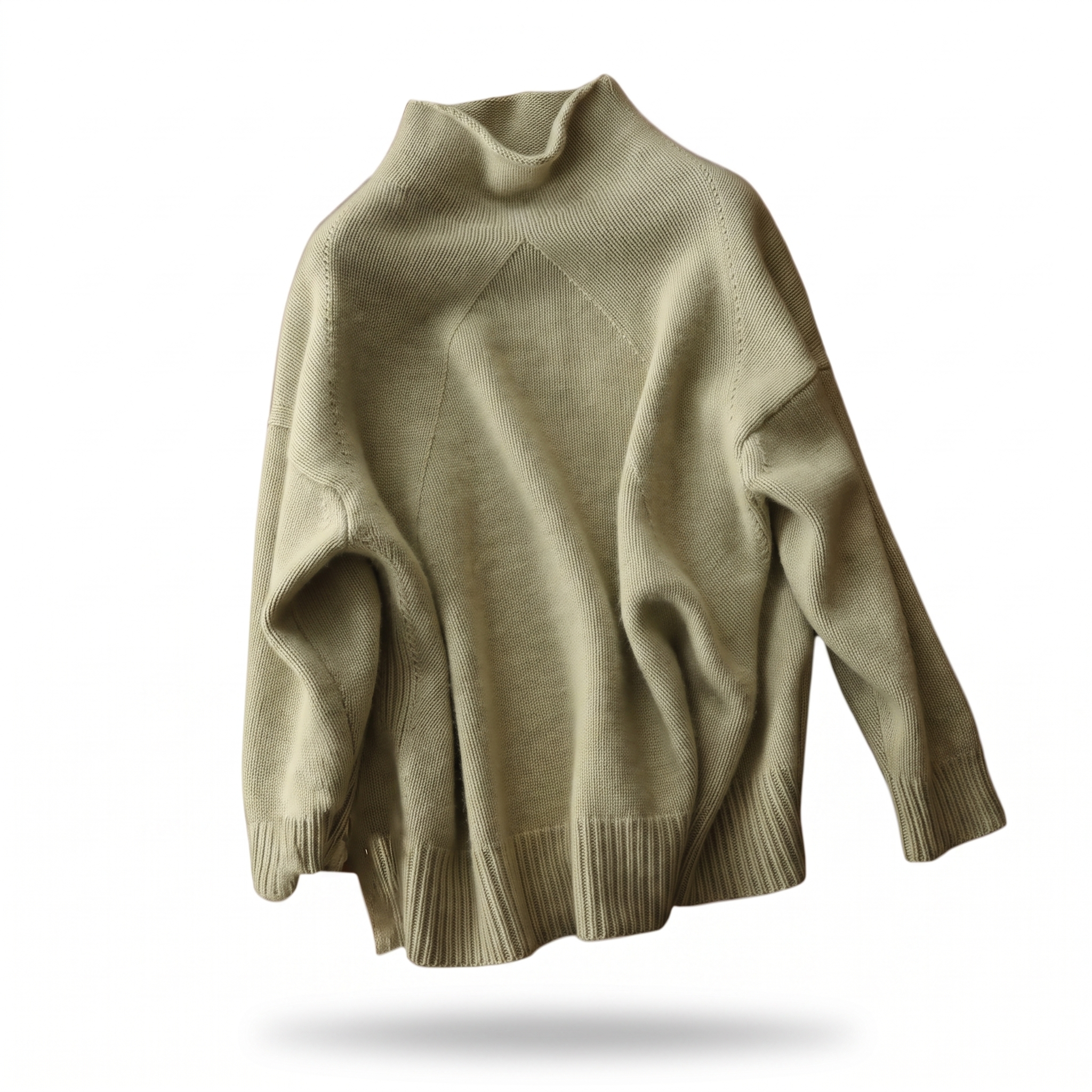 Mist NW CA-14 Women's Roll-Neck Cashmere, sage green, on white
