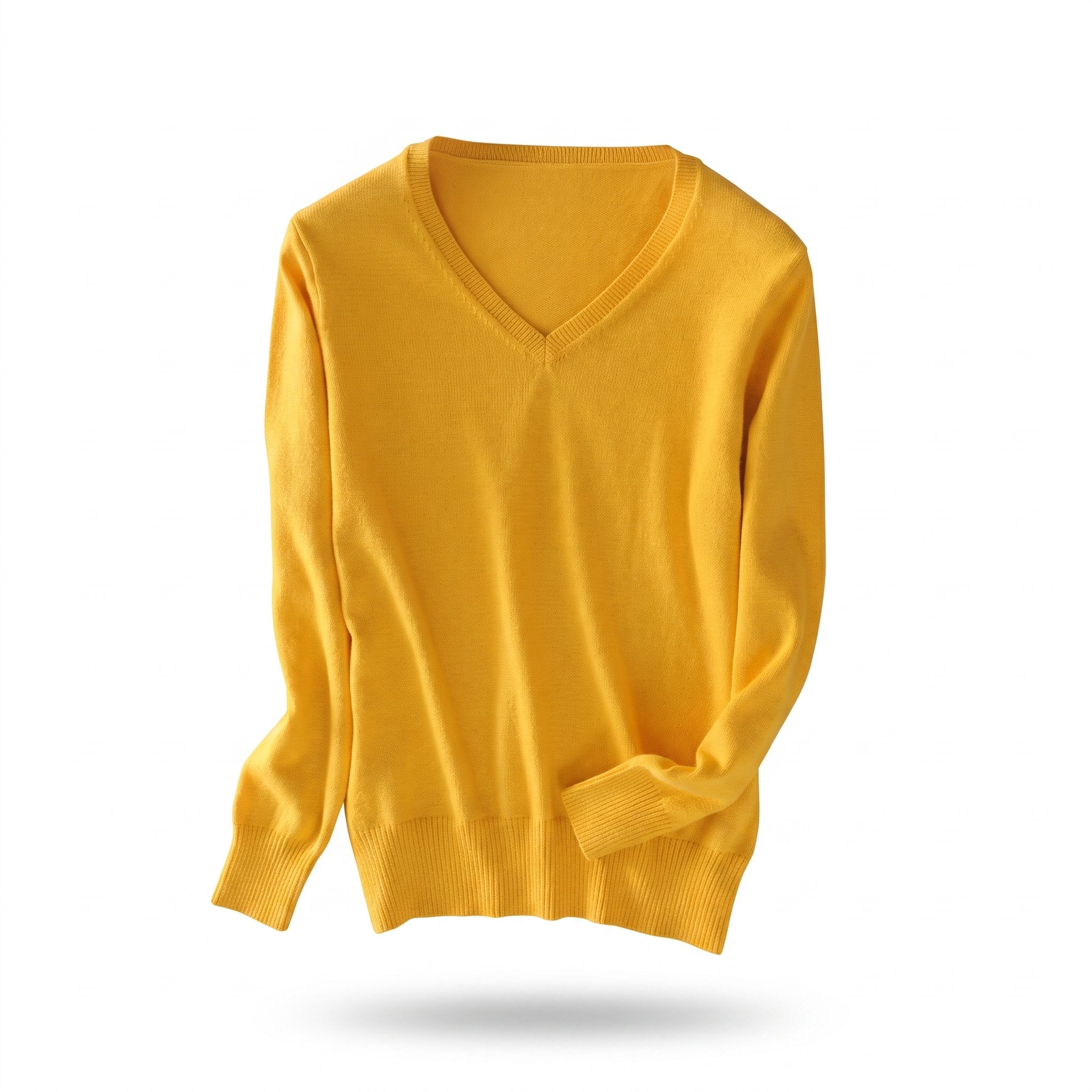 Reed NW CA-21 Women's V-Neck Cashmere, golden yellow, on white