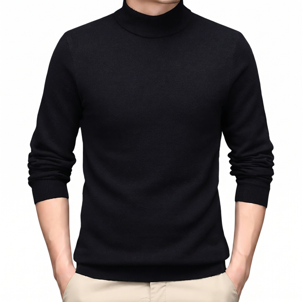 Cairn NW CA-26 Men's High-Neck Cashmere, black, on white
