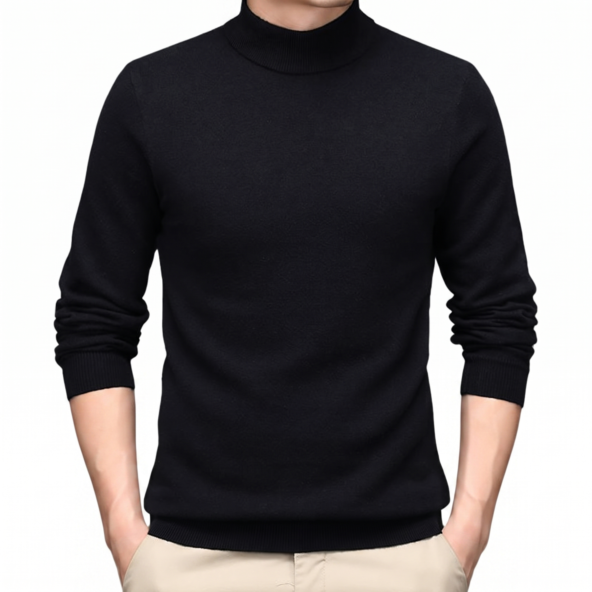 Cairn NW CA-26 Men's High-Neck Cashmere, black, on white