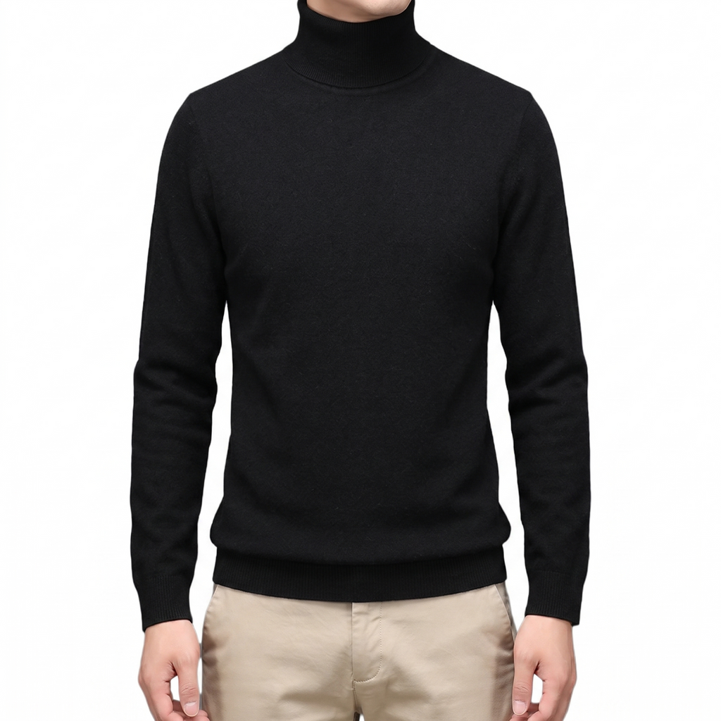 Cairn NW CA-26 Men's High-Neck Cashmere, black, on white