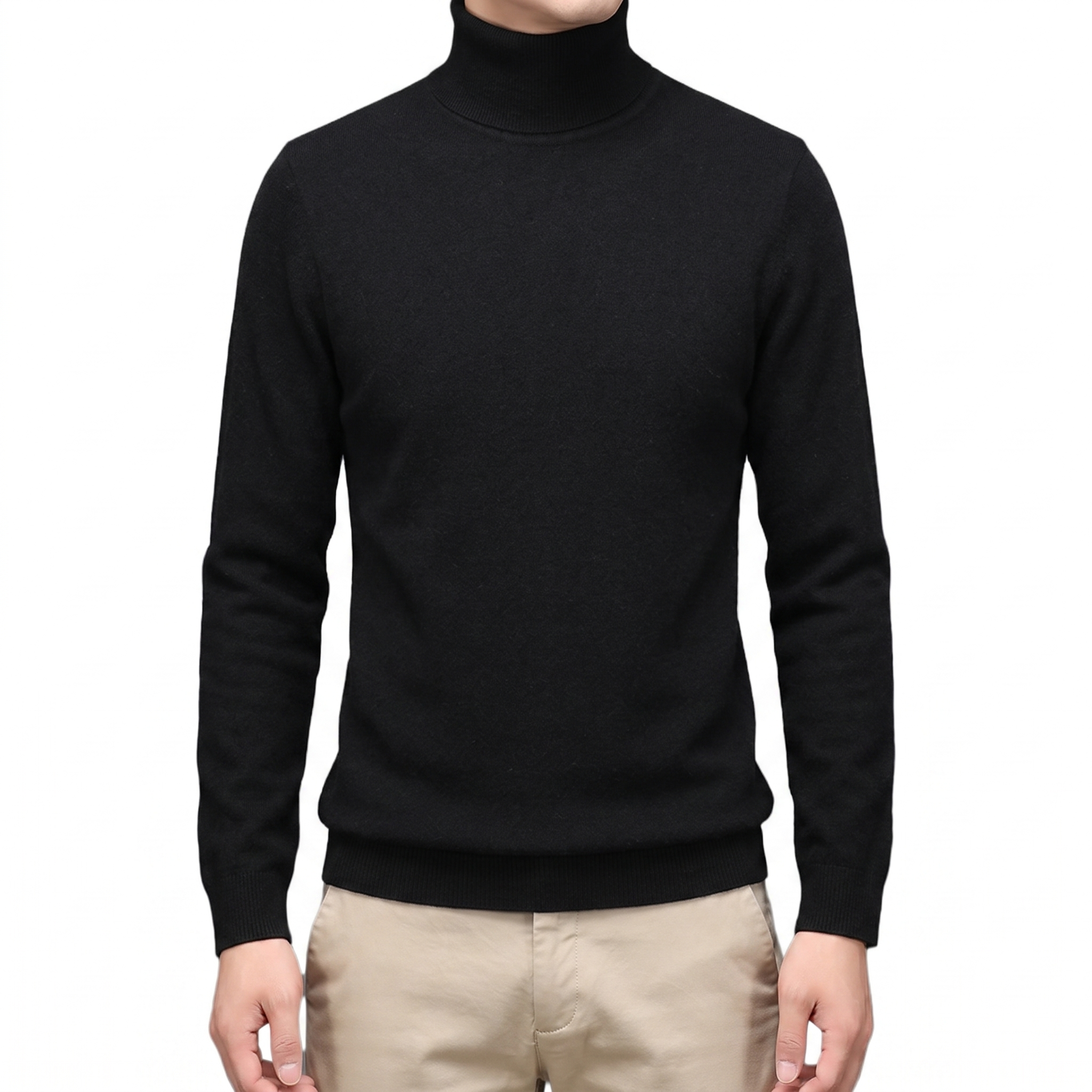 Cairn NW CA-26 Men's High-Neck Cashmere, black, on white