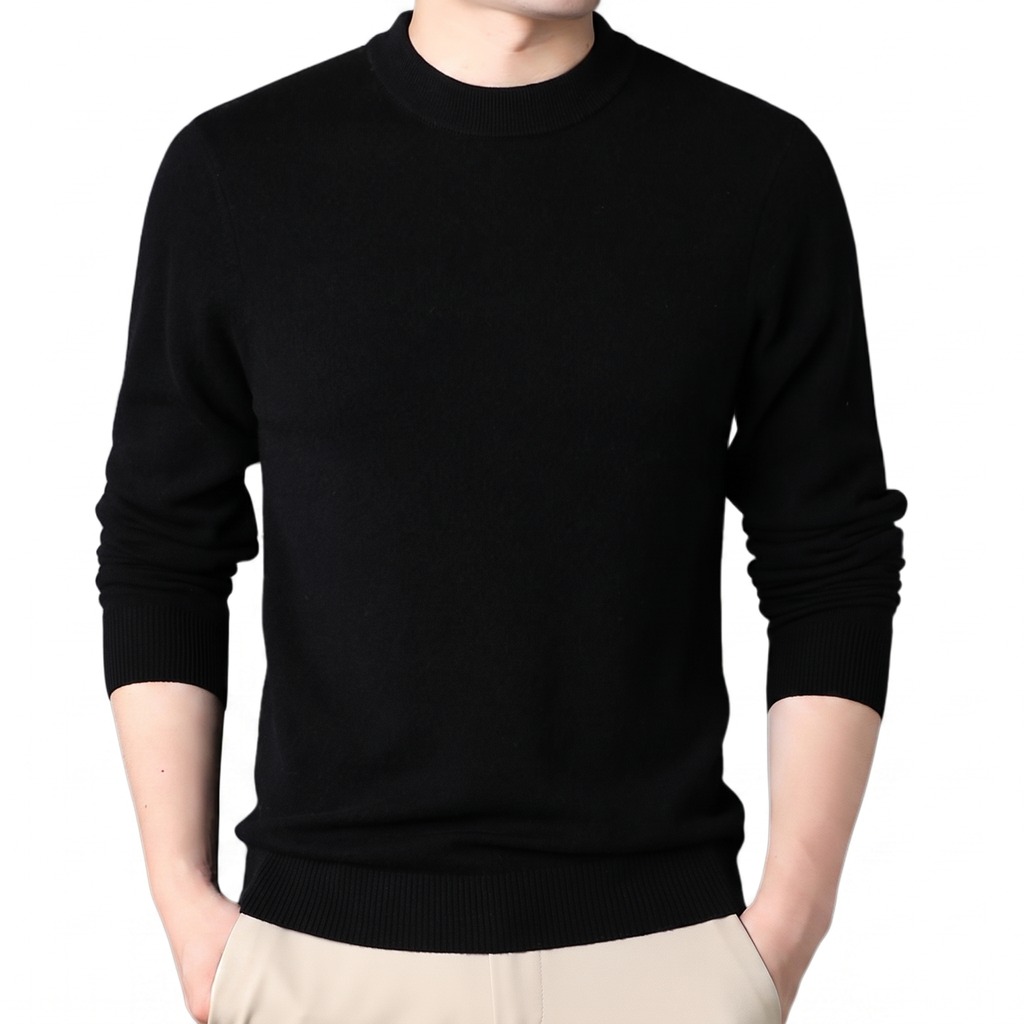 Cairn NW CA-26 Men's High-Neck Cashmere, black, on white