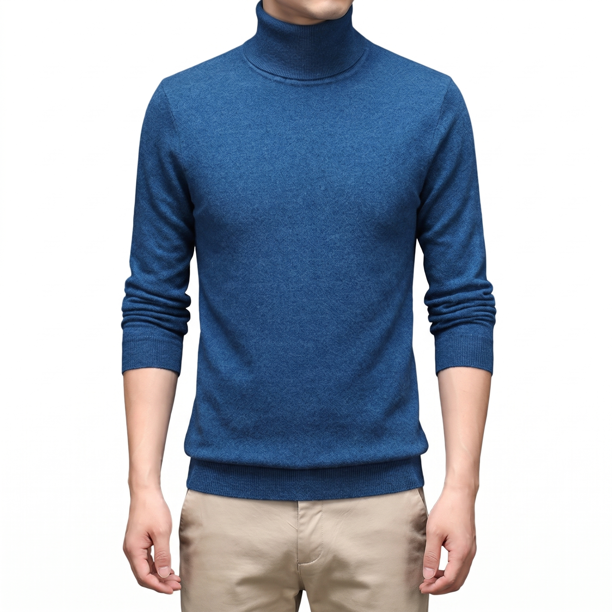 Cairn NW CA-26 Men's High-Neck Cashmere, blue, on white