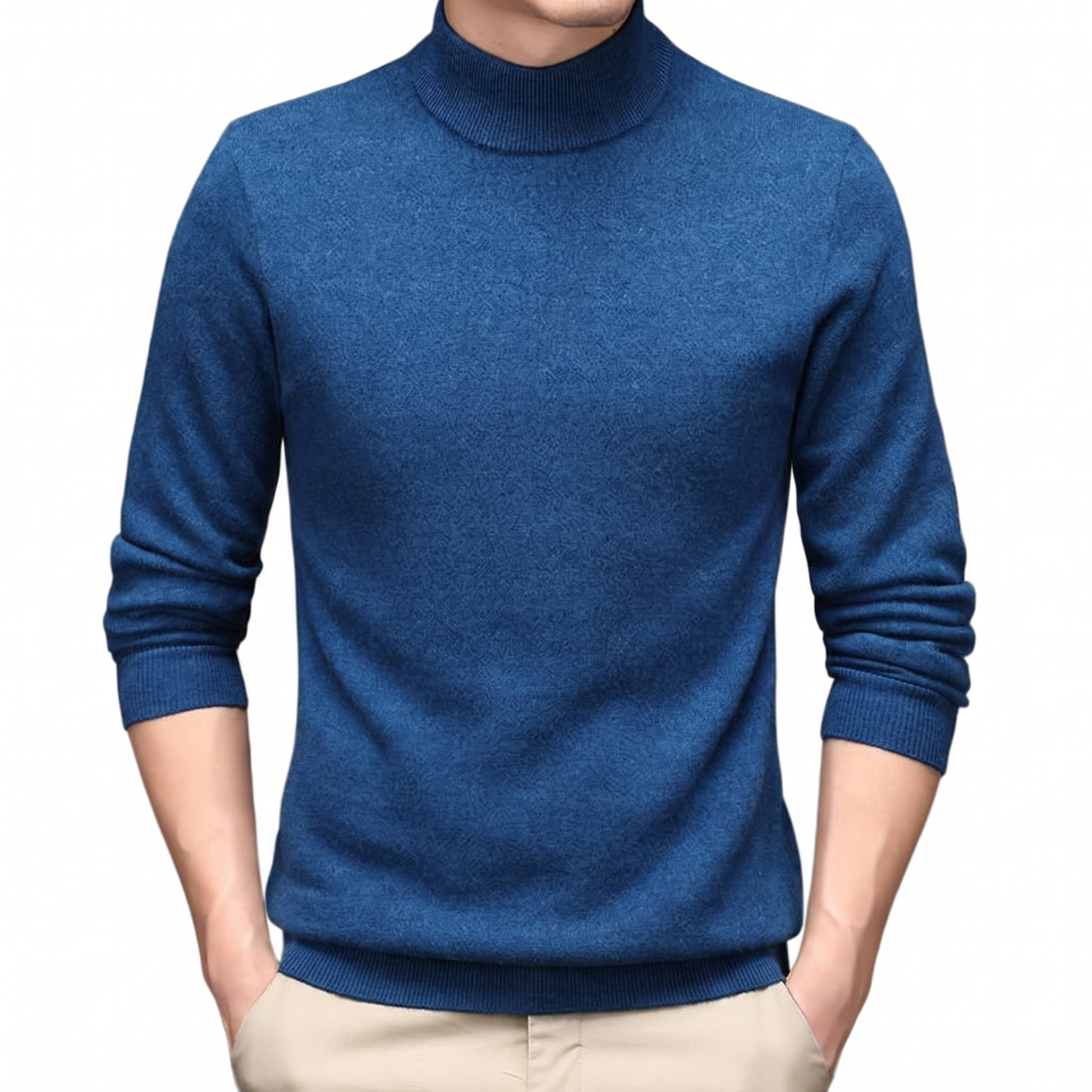 Cairn NW CA-26 Men's High-Neck Cashmere, blue, on white