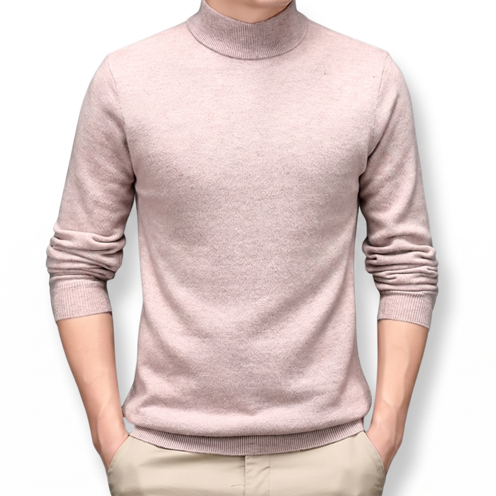 Cairn NW CA-26 Men's High-Neck Cashmere, blush pink, on white
