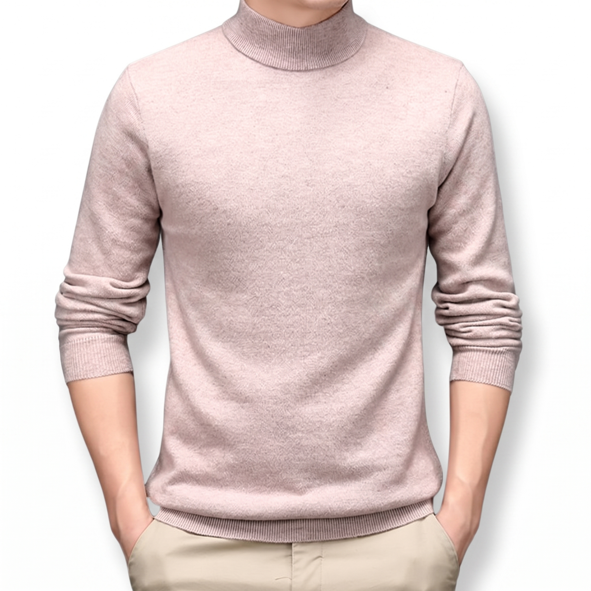 Cairn NW CA-26 Men's High-Neck Cashmere, blush pink, on white