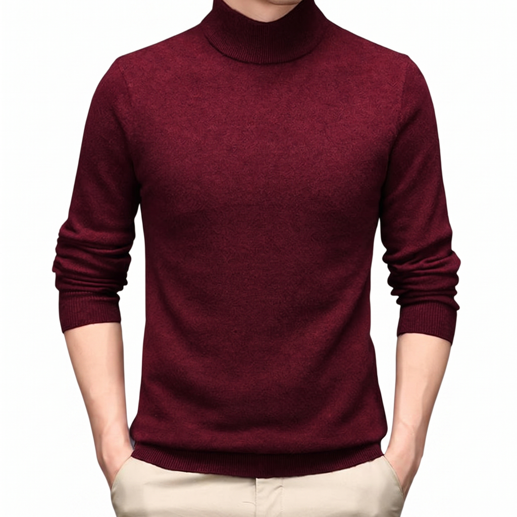 Cairn NW CA-26 Men's High-Neck Cashmere, burgundy, on white