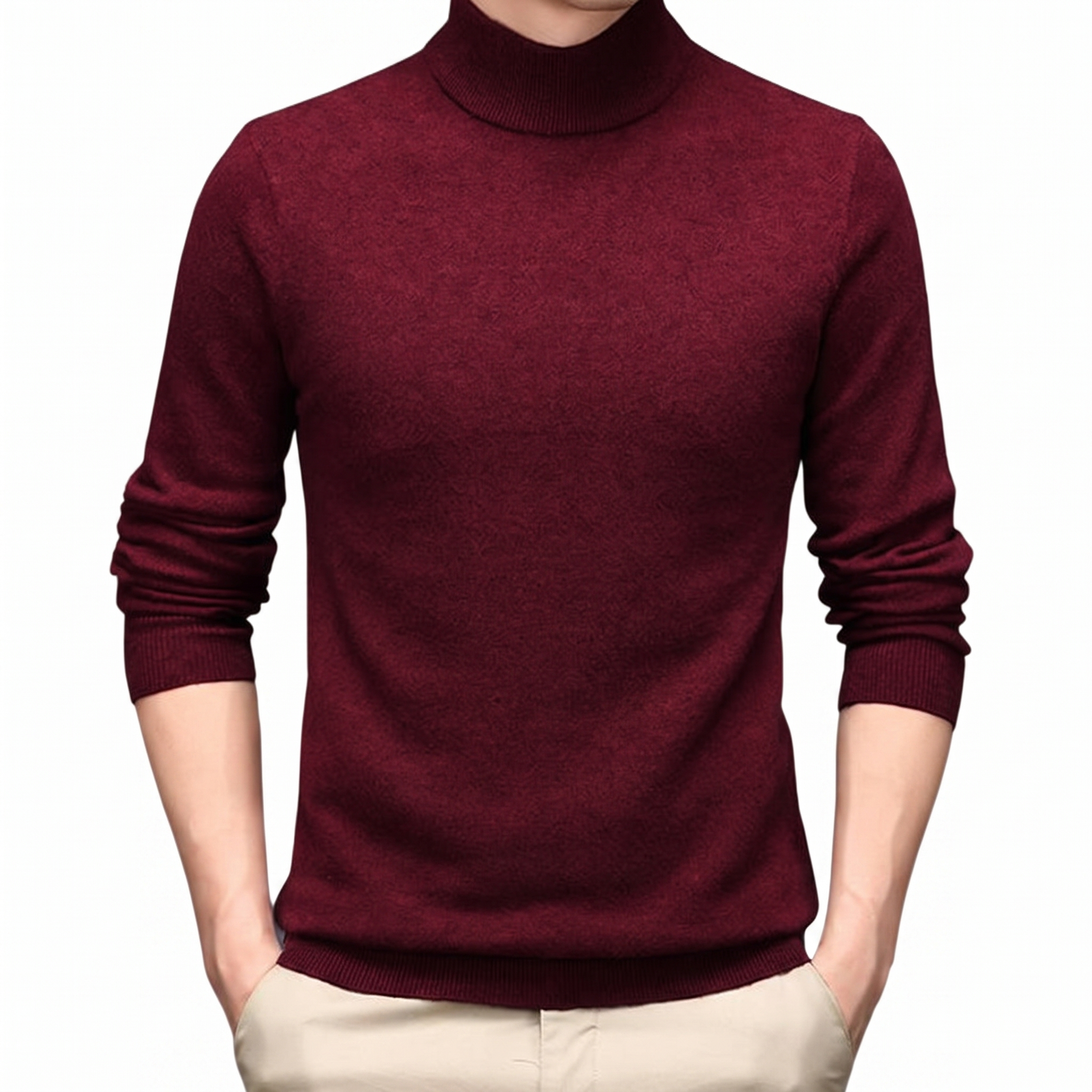 Cairn NW CA-26 Men's High-Neck Cashmere, burgundy, on white