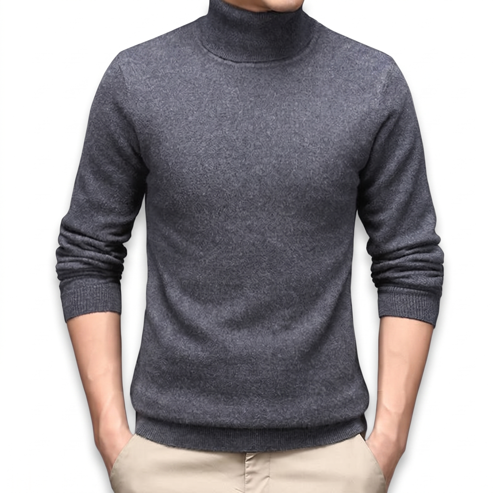 Cairn NW CA-26 Men's High-Neck Cashmere, charcoal, on white