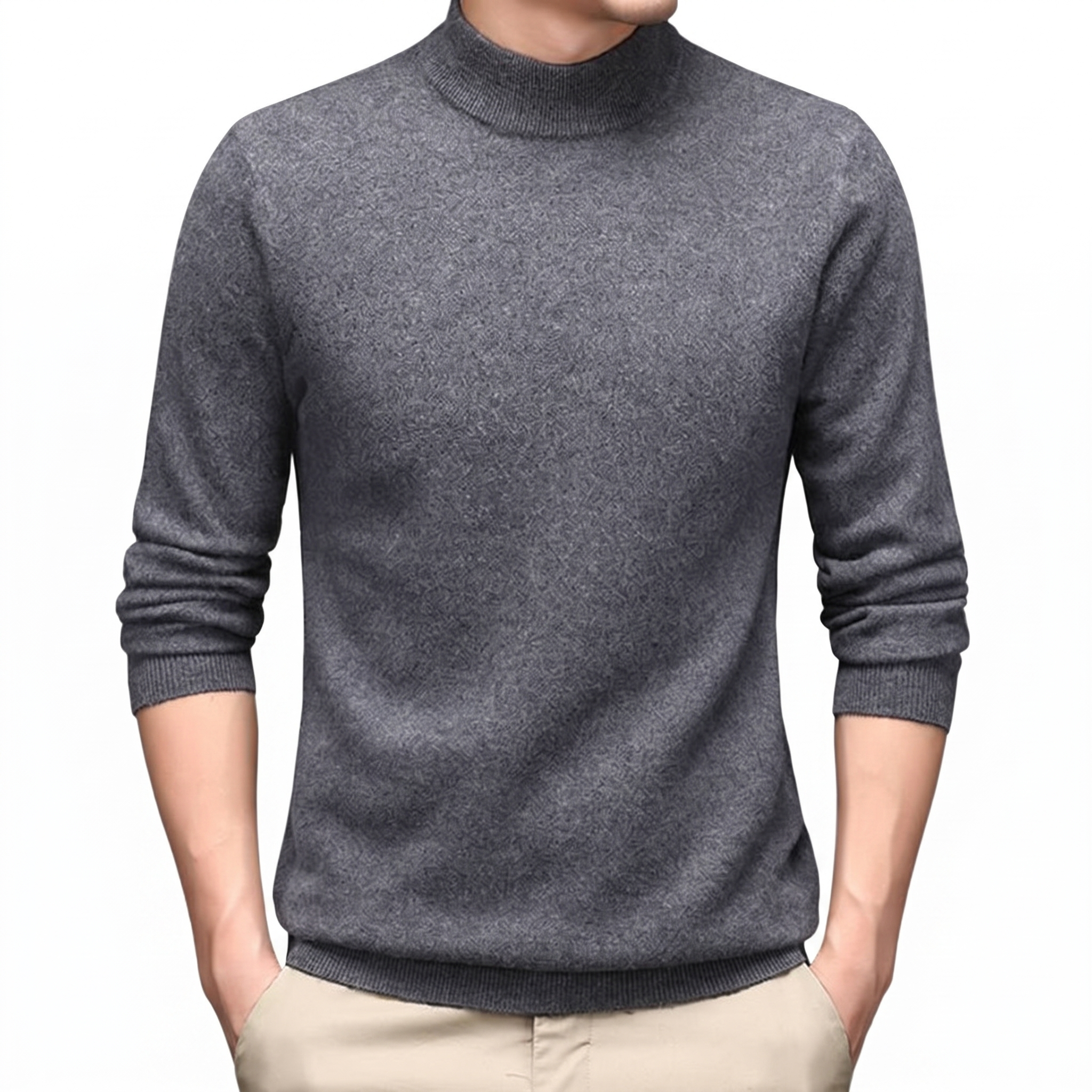 Cairn NW CA-26 Men's High-Neck Cashmere, grey, on white