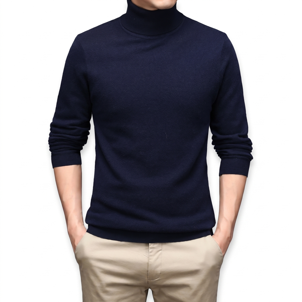 Cairn NW CA-26 Men's High-Neck Cashmere, navy, on white