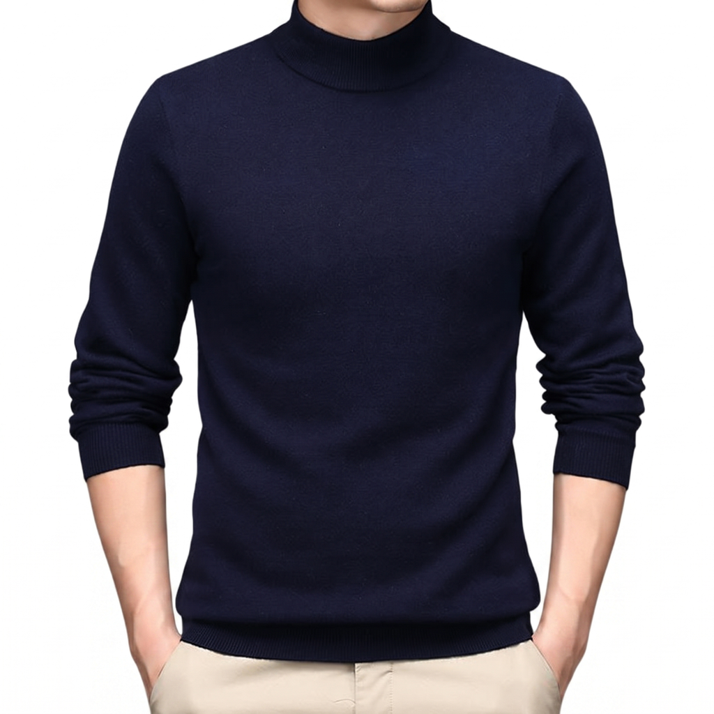 Cairn NW CA-26 Men's High-Neck Cashmere, navy, on white