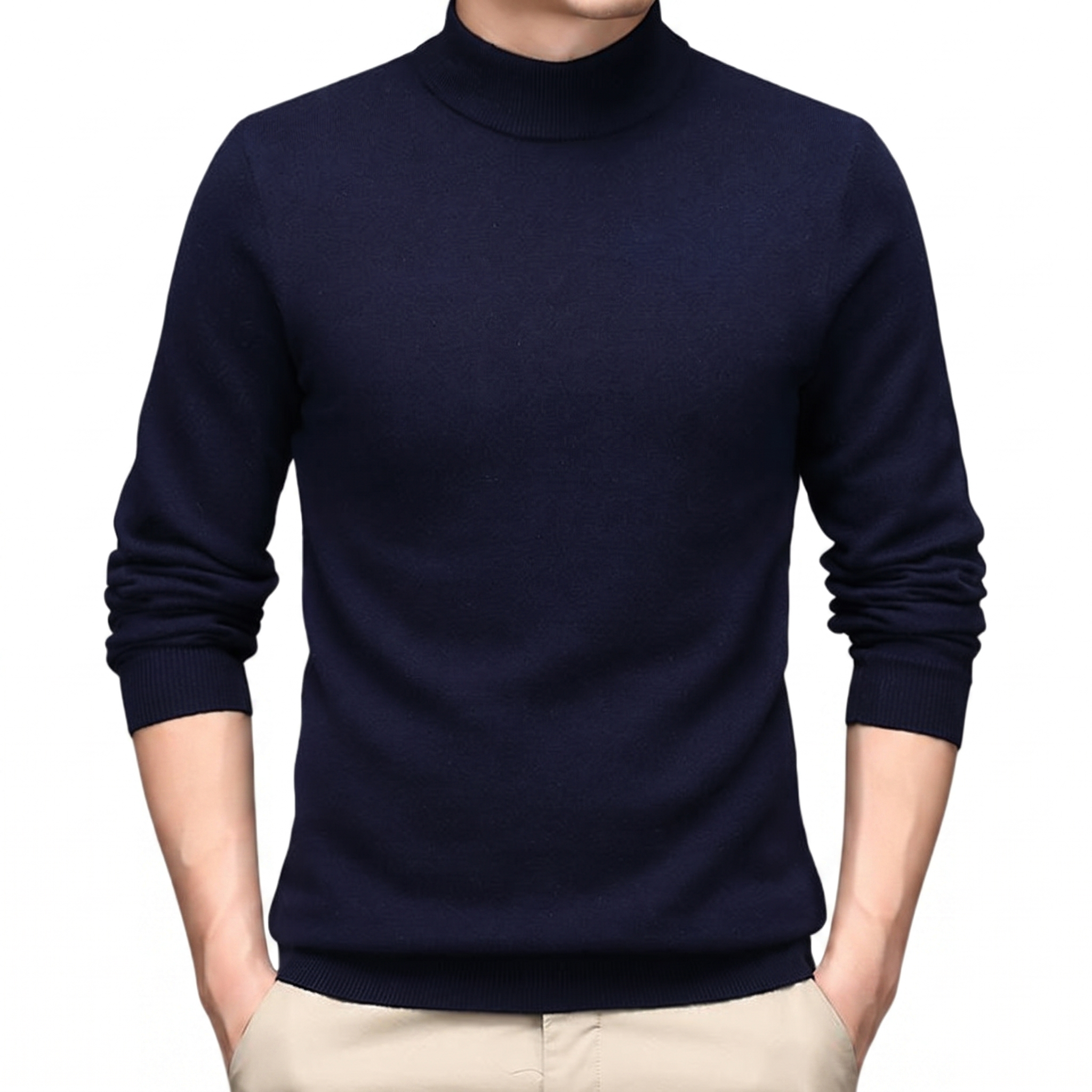 Cairn NW CA-26 Men's High-Neck Cashmere, navy, on white
