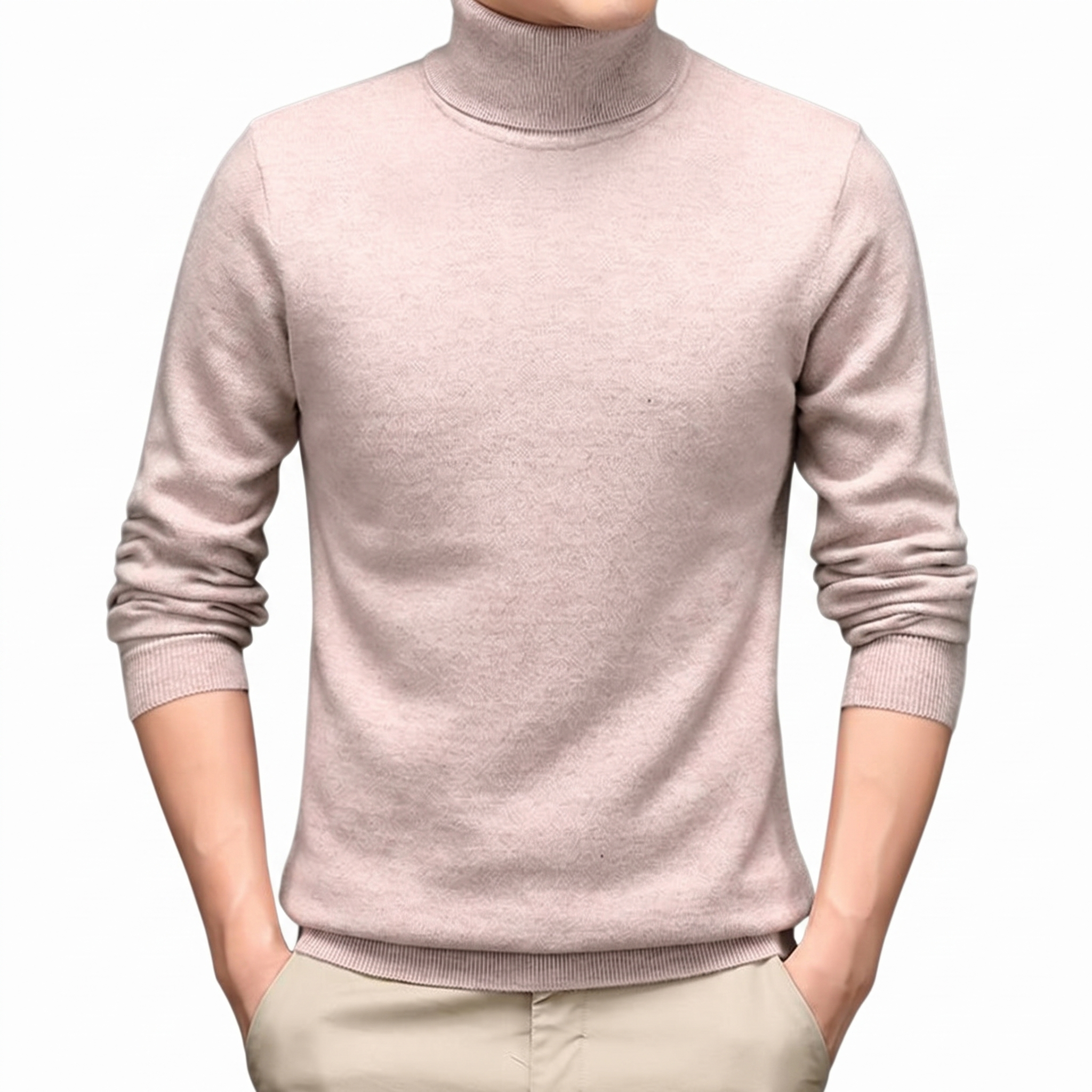 Cairn NW CA-26 Men's High-Neck Cashmere, pale pink, on white