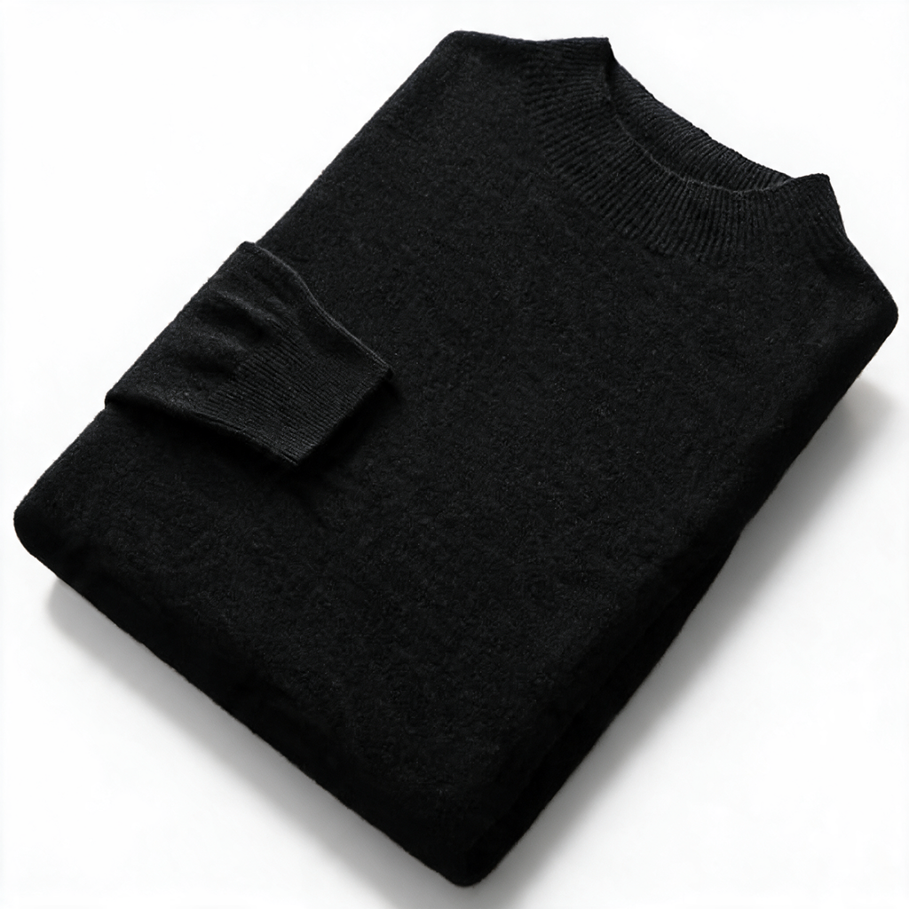 Slate NW CA-28 Men's Half-Turtleneck Cashmere, black, on white