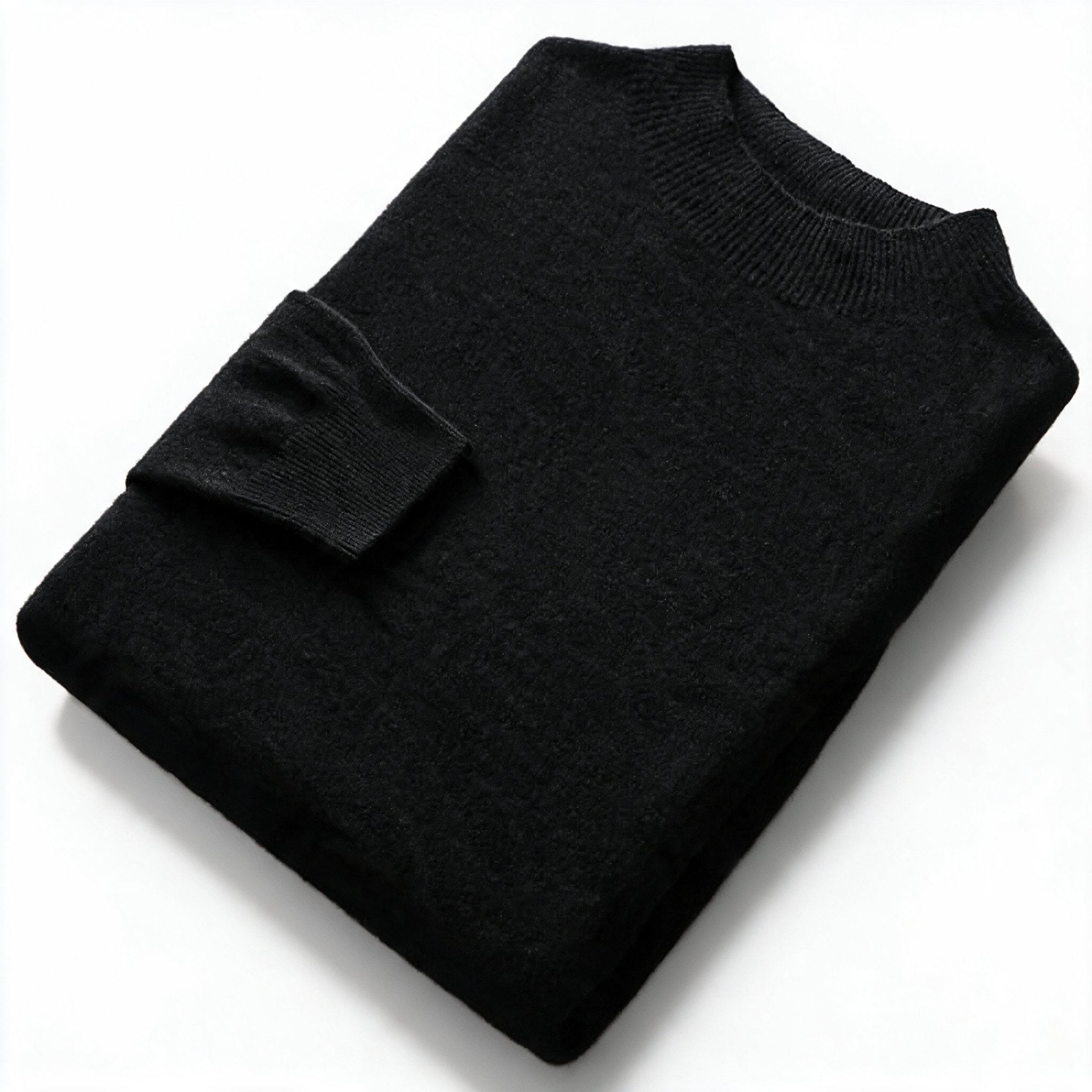 Slate NW CA-28 Men's Half-Turtleneck Cashmere, black, on white