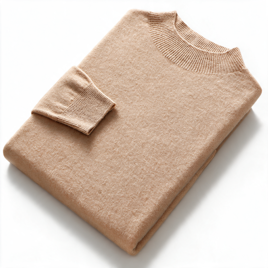 Slate NW CA-28 Men's Half-Turtleneck Cashmere, camel, on white