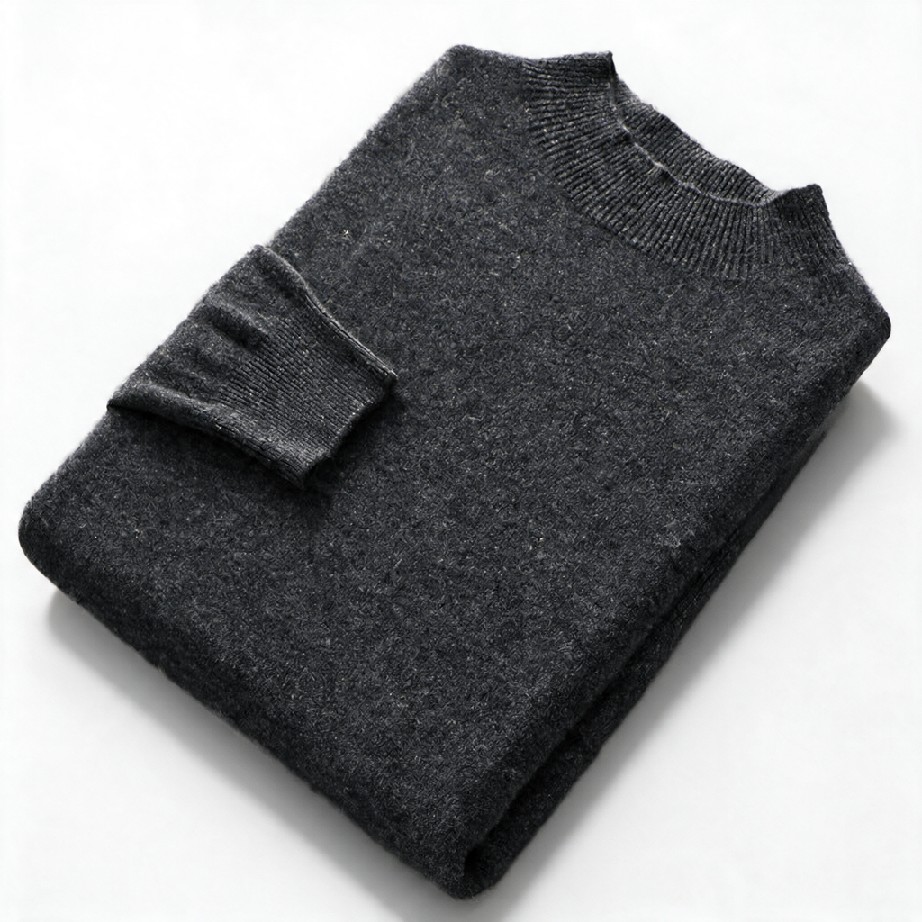 Slate NW CA-28 Men's Half-Turtleneck Cashmere, charcoal, on white
