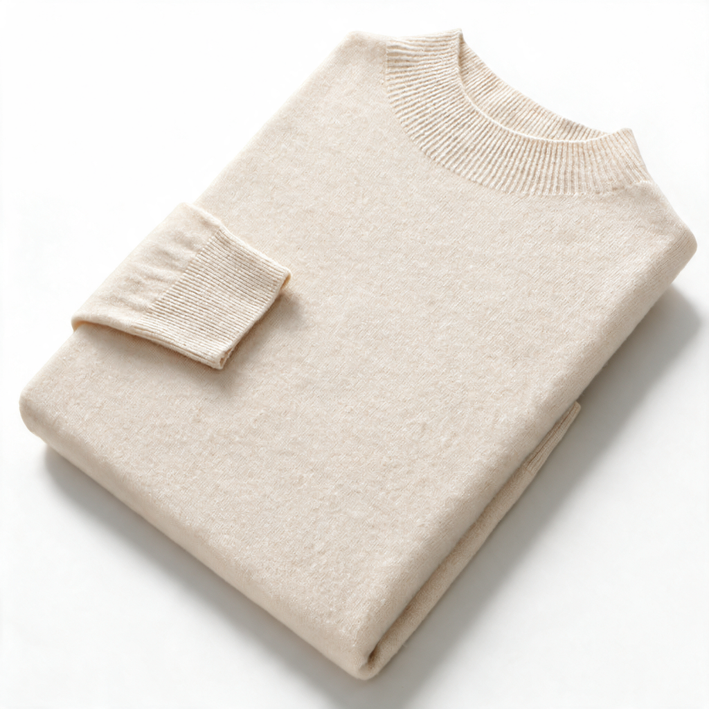 Slate NW CA-28 Men's Half-Turtleneck Cashmere, cream, on white