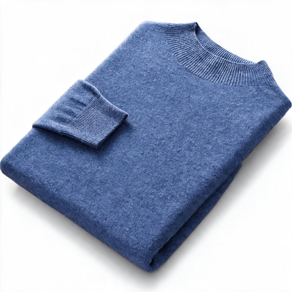Slate NW CA-28 Men's Half-Turtleneck Cashmere, denim blue, on white