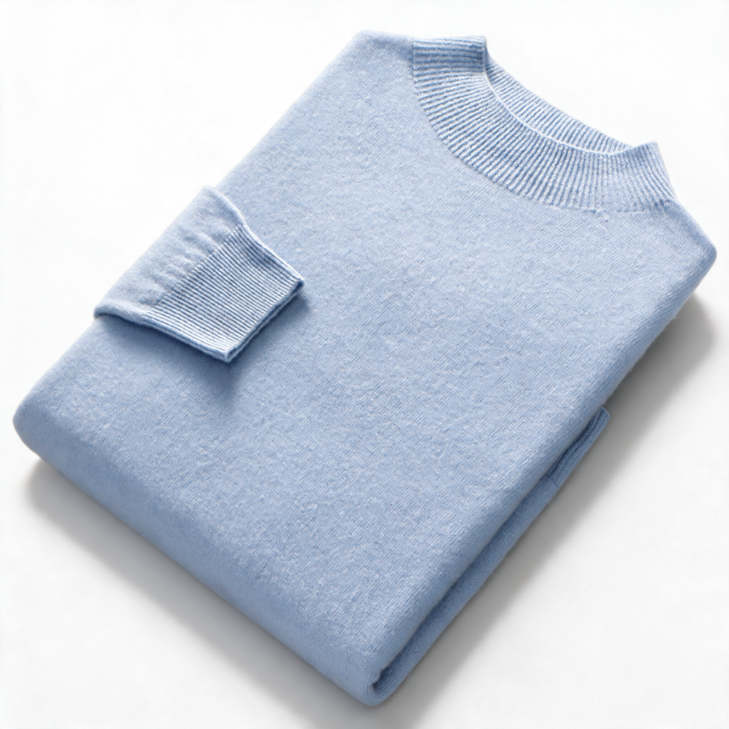Slate NW CA-28 Men's Half-Turtleneck Cashmere, pale blue, on white