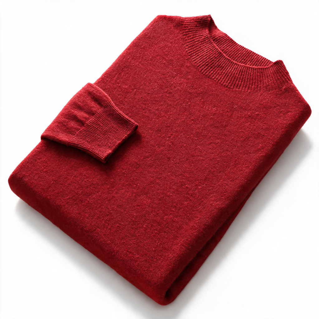 Slate NW CA-28 Men's Half-Turtleneck Cashmere, red, on white