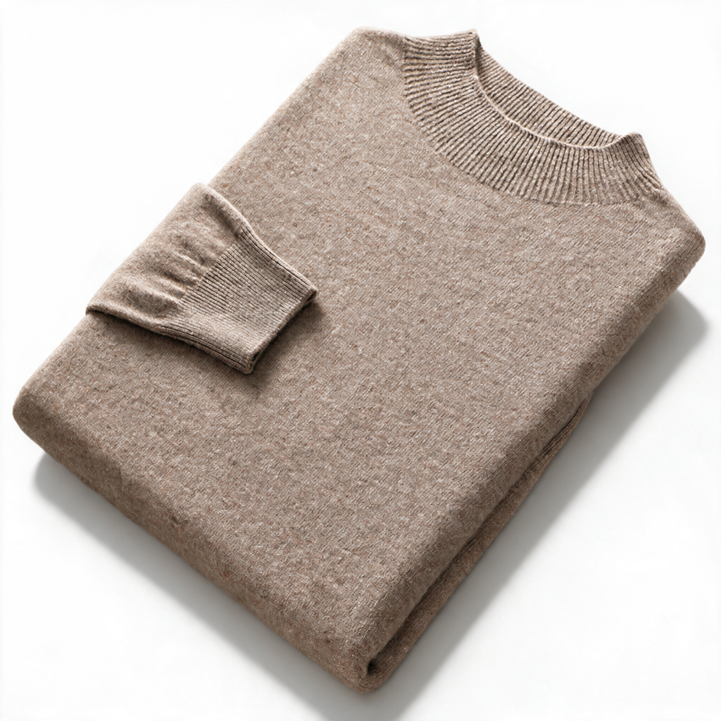 Slate NW CA-28 Men's Half-Turtleneck Cashmere, taupe, on white